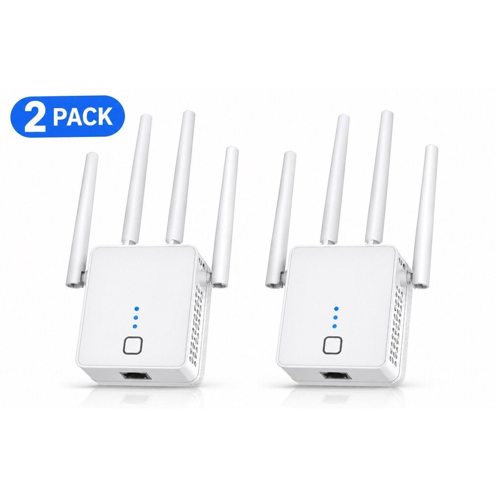 2-Pack WiFi Extender Signal Booster Cover Up 10k sq 1200 Mbp And 55 Devices